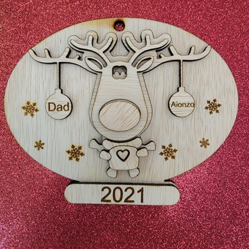 Personalized Reindeer Family 2021 Ornament (DIY)