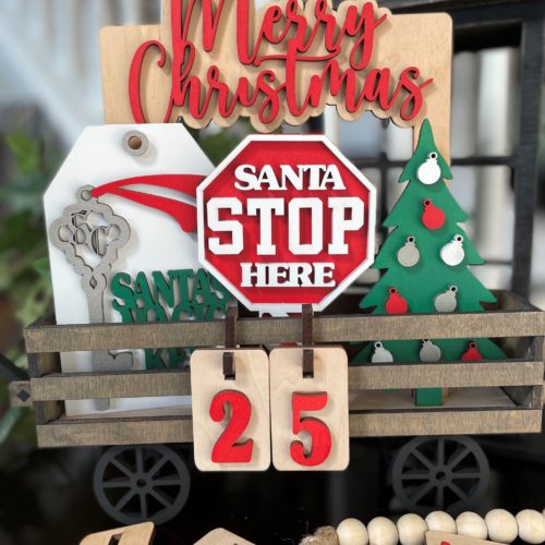 Santa Stop Here Count Down DIY KIT(wagon & bench)