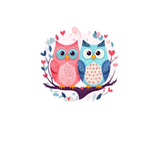 Acrylic Badge Reel / Keyring Blanks with Owl Valentine PNG