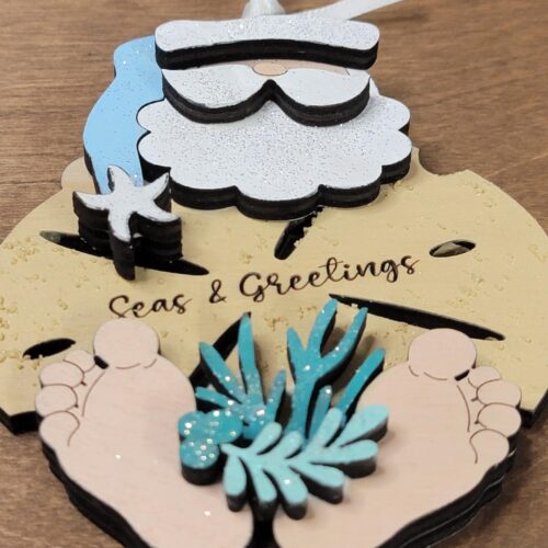 Sand Dollar Santa Ornament - "Seaside Santa Sparkles" - Image 3