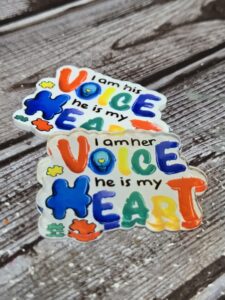 Autism Awareness Acrylic – I Am Her/His Voice He Is My Heart | Finished Sublimated Piece